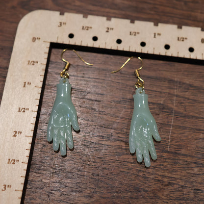 Vintage Plastic Jade Hand Earrings