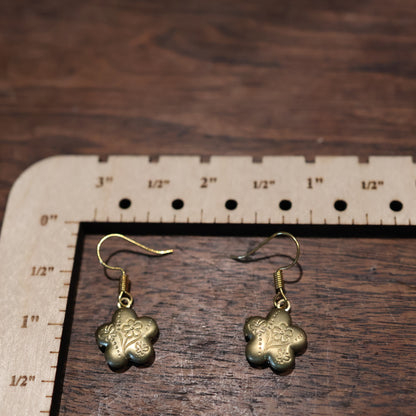 Vintage Brass Flower Butterfly Locket Earrings