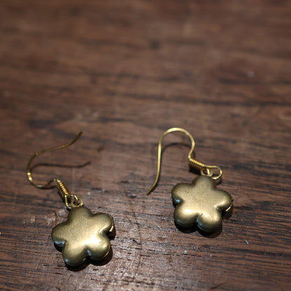 Vintage Brass Flower Butterfly Locket Earrings