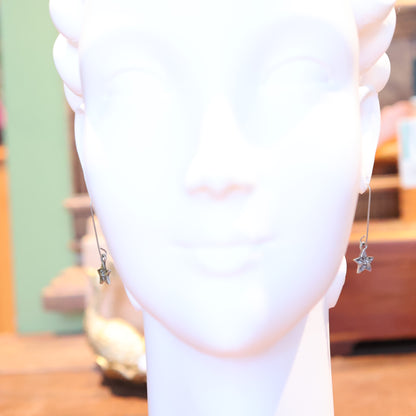 Vintage Silver Star Face Earrings