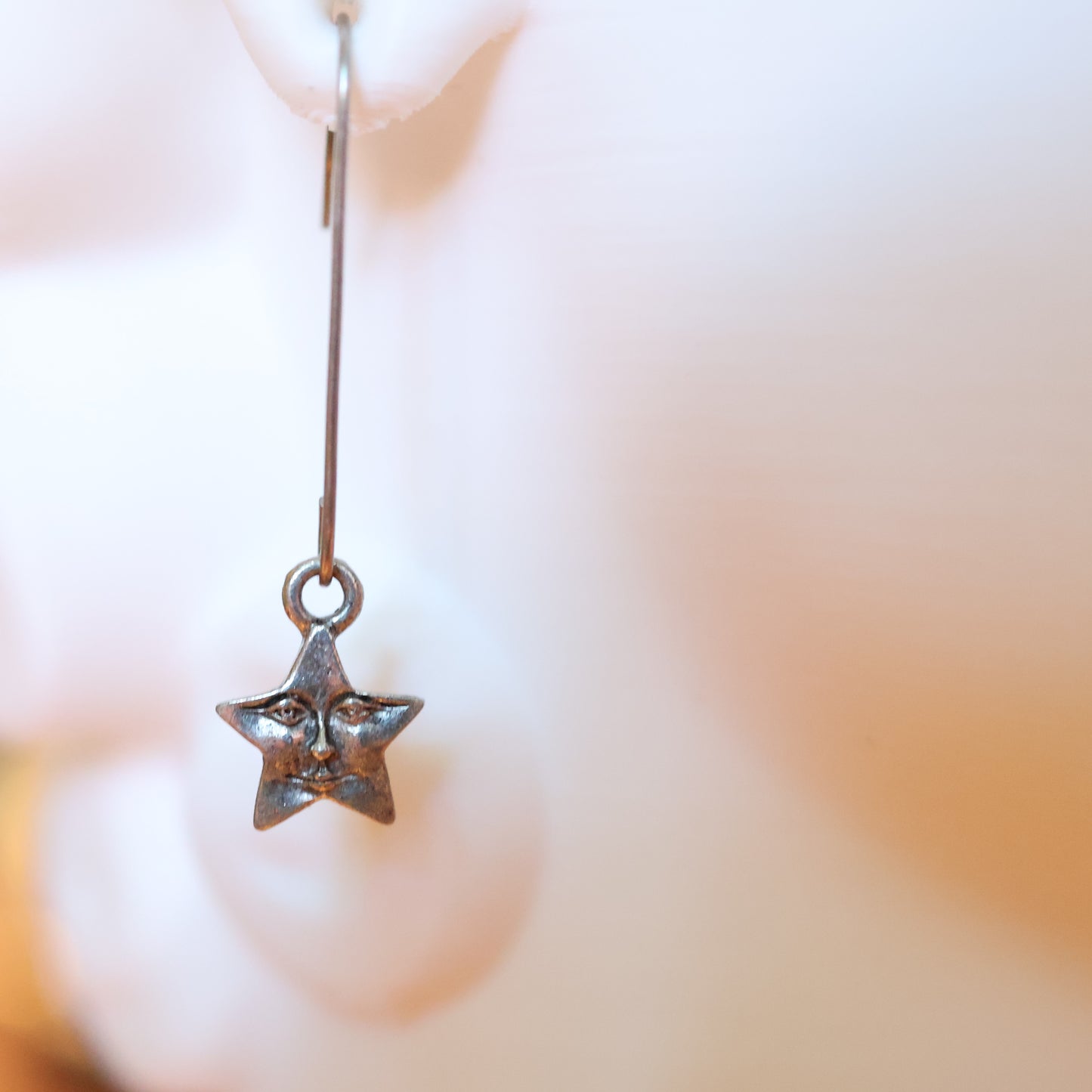 Vintage Silver Star Face Earrings