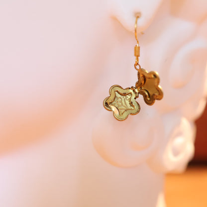 Vintage Brass Flower Butterfly Locket Earrings