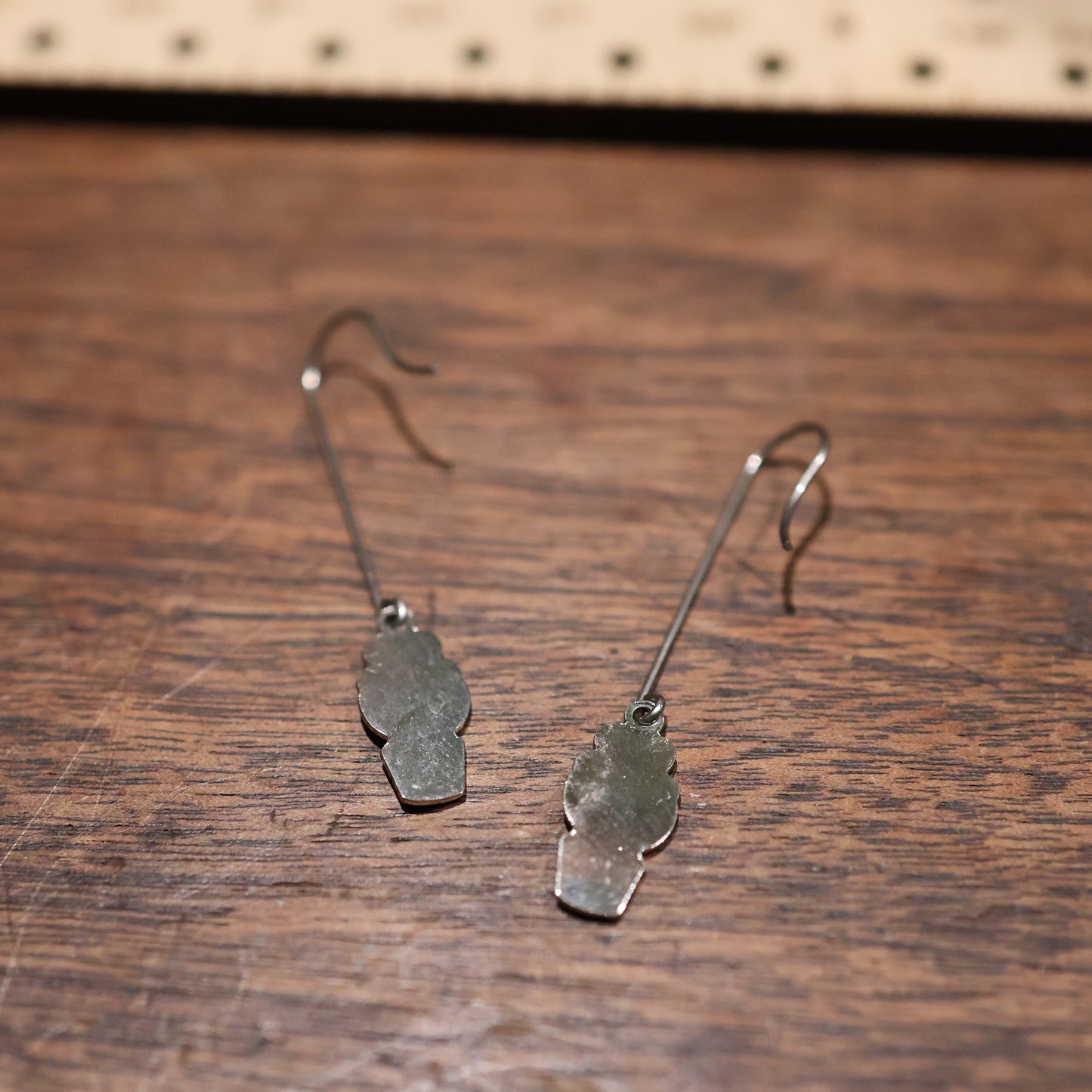 Vintage Silver Long Dangle Enamel Flower Earrings