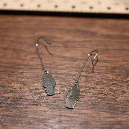 Vintage Silver Long Dangle Enamel Flower Earrings