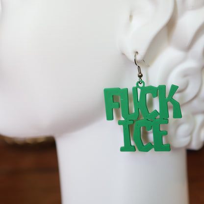 F*CK Ice Earrings in Forest Green