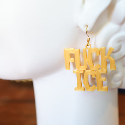 F*CK Ice Earrings in Sunshine Yellow Gold