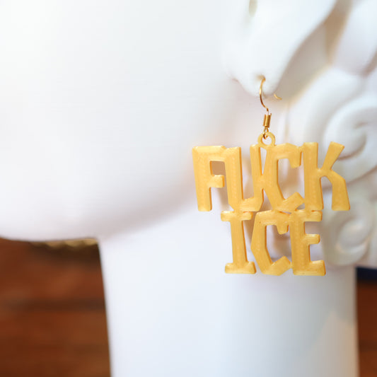 F*CK Ice Earrings in Sunshine Yellow Gold