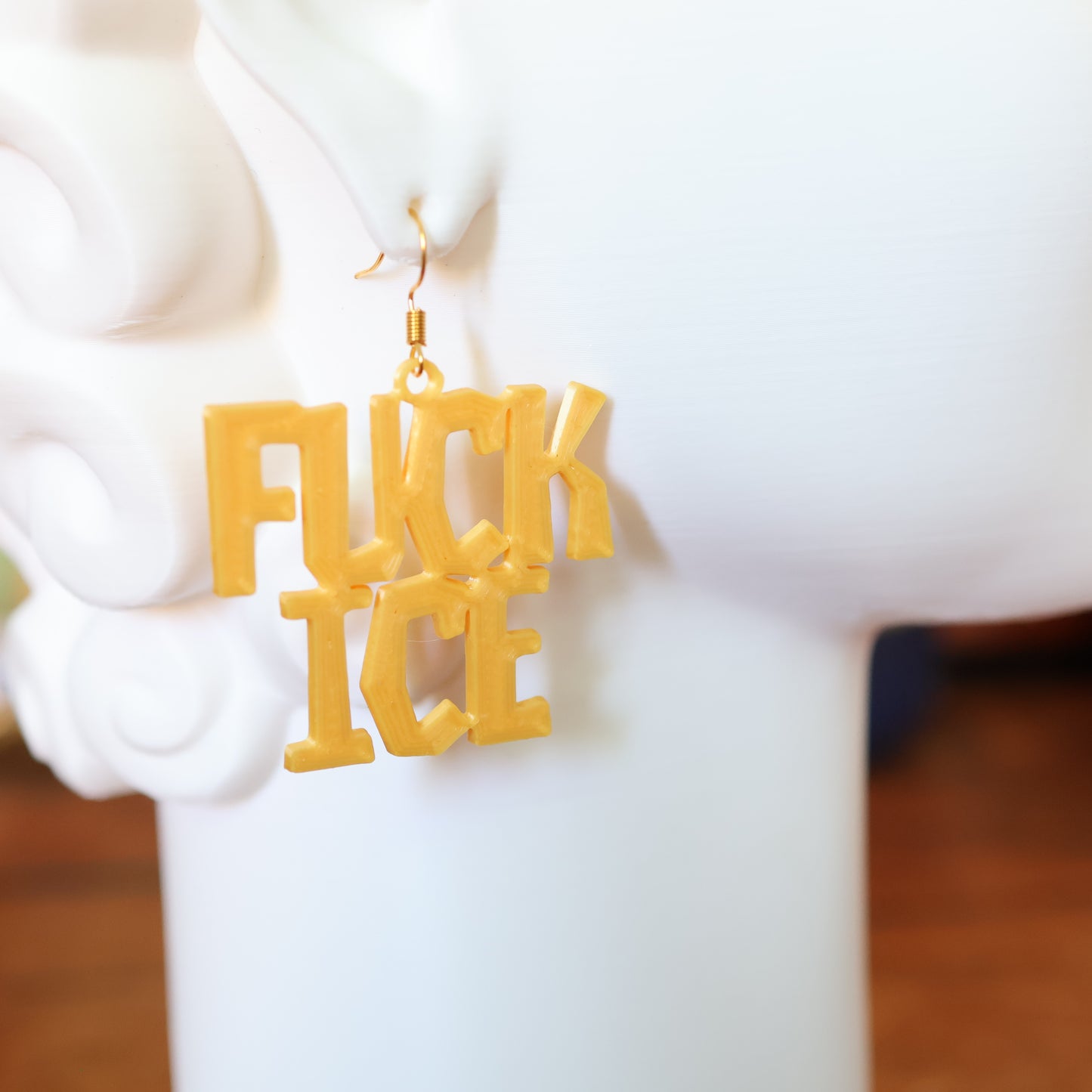 F*CK Ice Earrings in Sunshine Yellow Gold