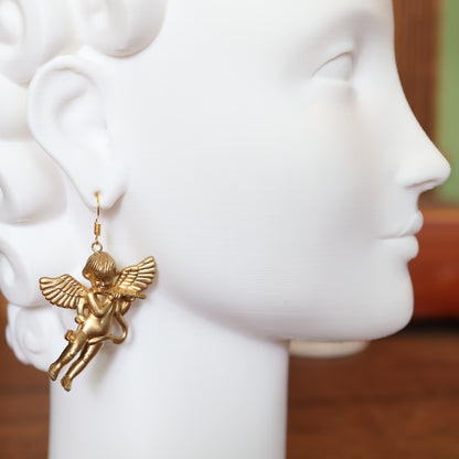 Vintage Ornament Cherub Angel Earrings