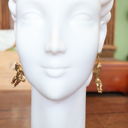 Vintage Ornament Cherub Angel Earrings