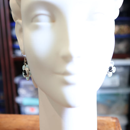 Silver Cameo Flower Earrings