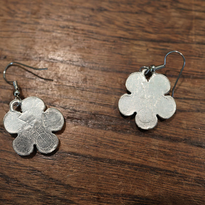 Silver Cameo Flower Earrings