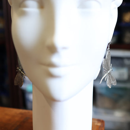 Vintage Silver Dragonfly Earrings