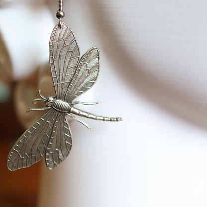 Vintage Silver Dragonfly Earrings