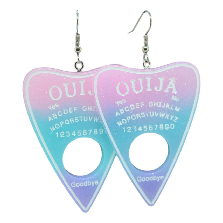 Ombre Pink Purple Blue Ouija Planchette Earrings