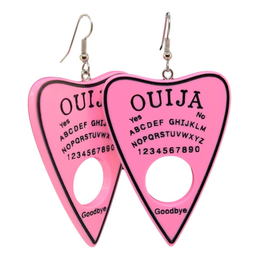 Barbiecore Pink Black Ouija Planchette Earrings