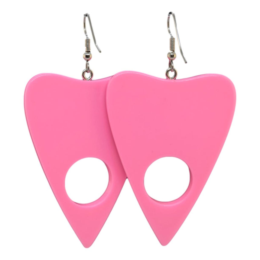 Barbiecore Pink Black Ouija Planchette Earrings