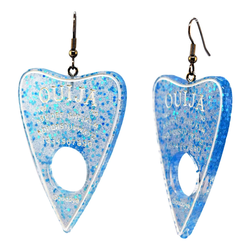 Light Blue Holo Glitter Ouija Planchette Earrings