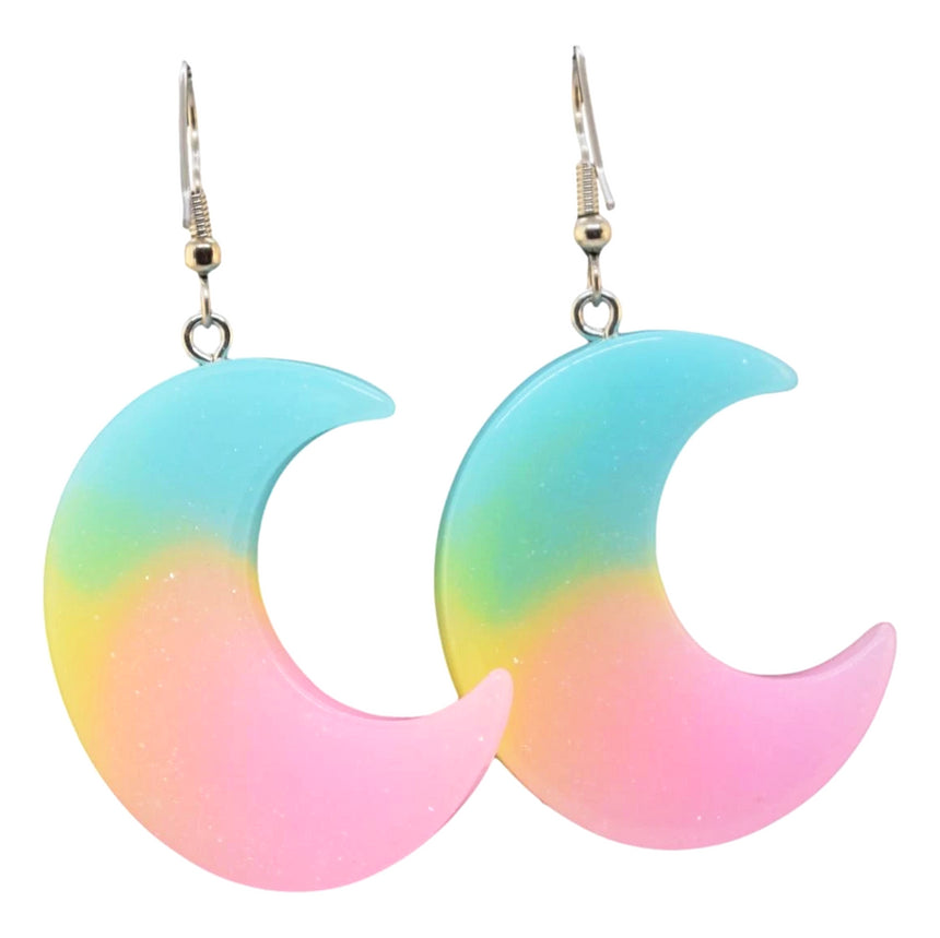 Neon Ombre Moon Earrings