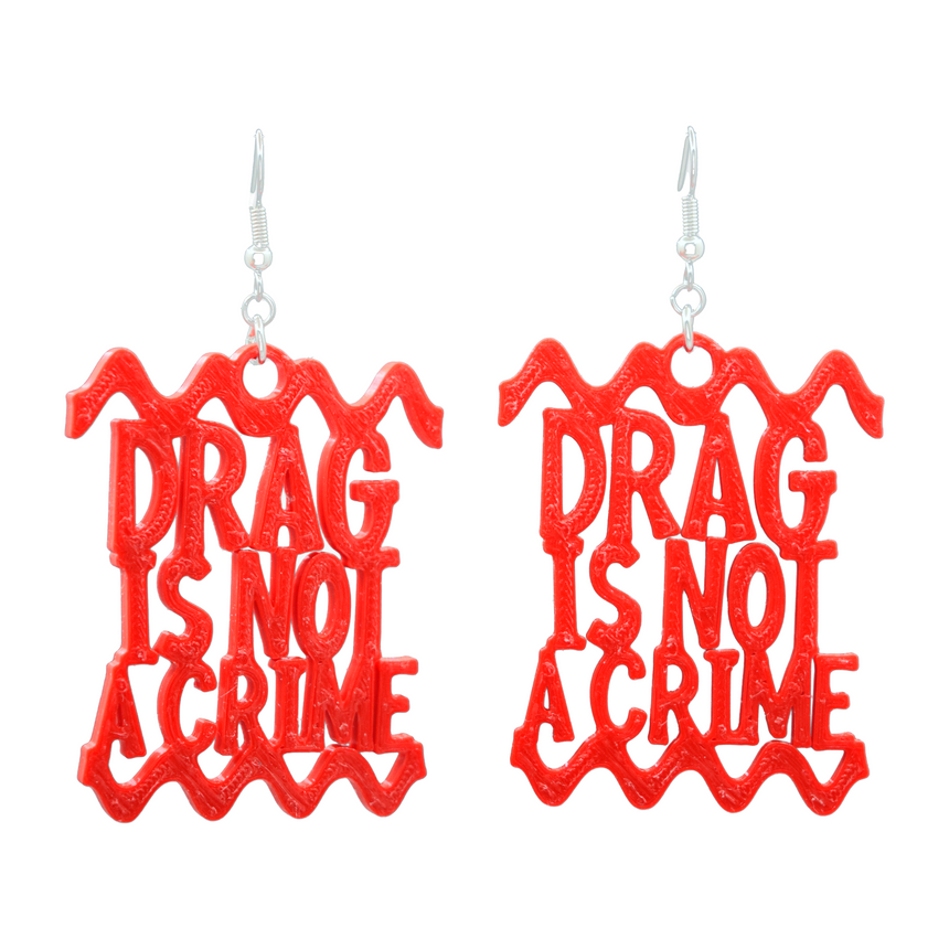 Drag is Not a Crime 3D Printed Lipstick Red Earrings