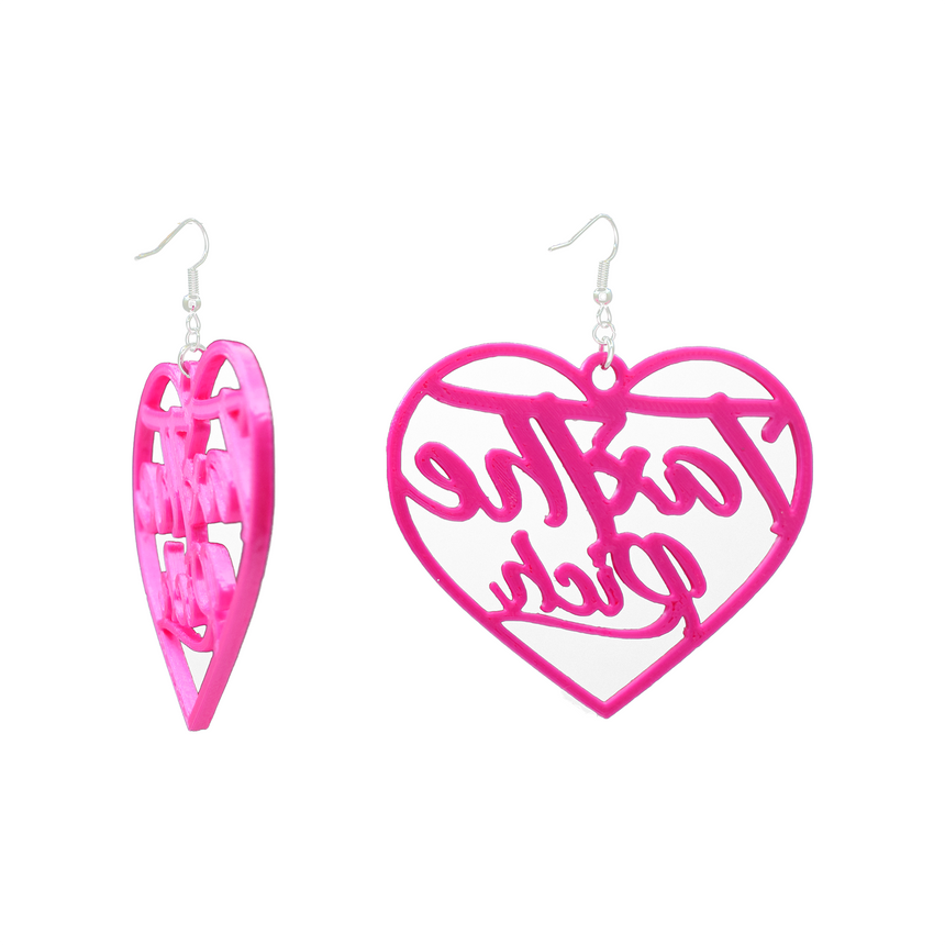 Tax the Rich 3D Printed Hot Pink Heart Earrings