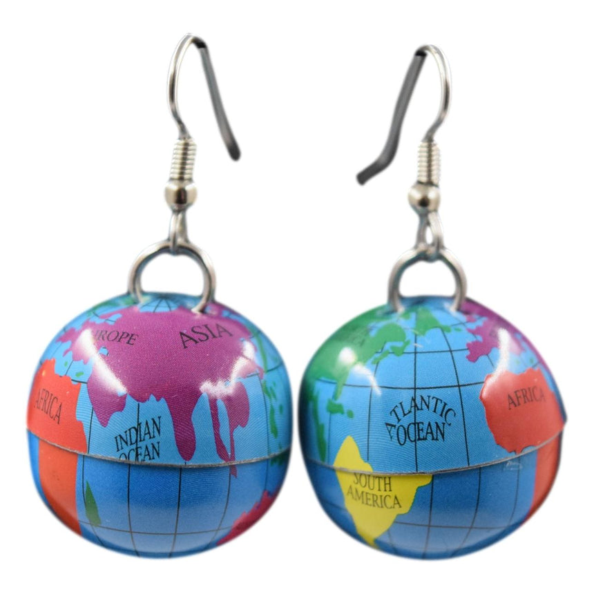 Vintage Earth Planet Globe Earrings