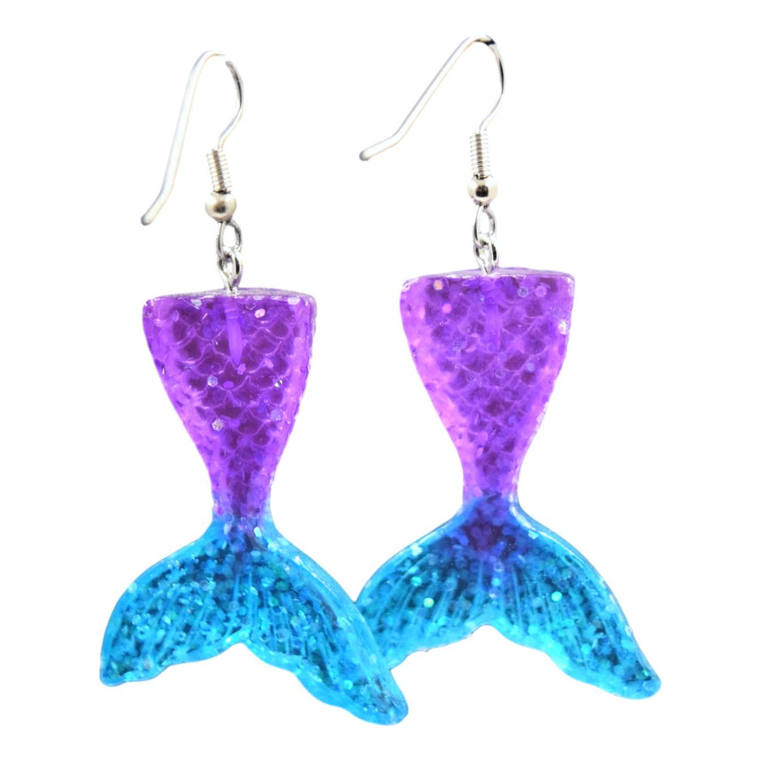 Ombre Purple Blue Mermaid Resin Earrings