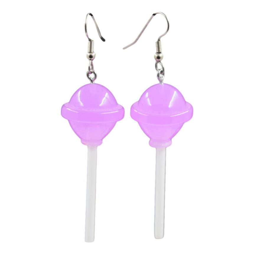 Round Translucent Purple Lollipop Earrings