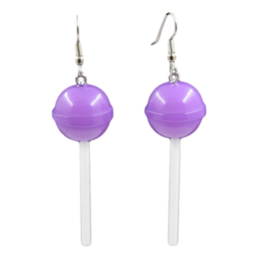 Round Purple Lollipop Earrings