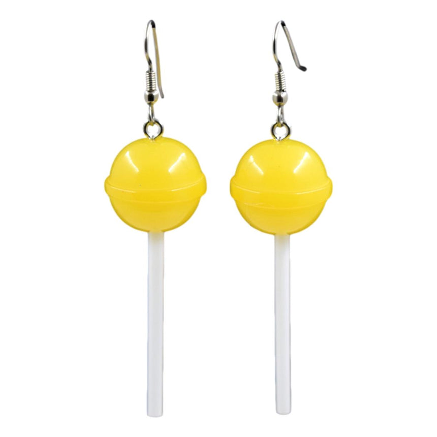 Round Yellow Lollipop Earrings