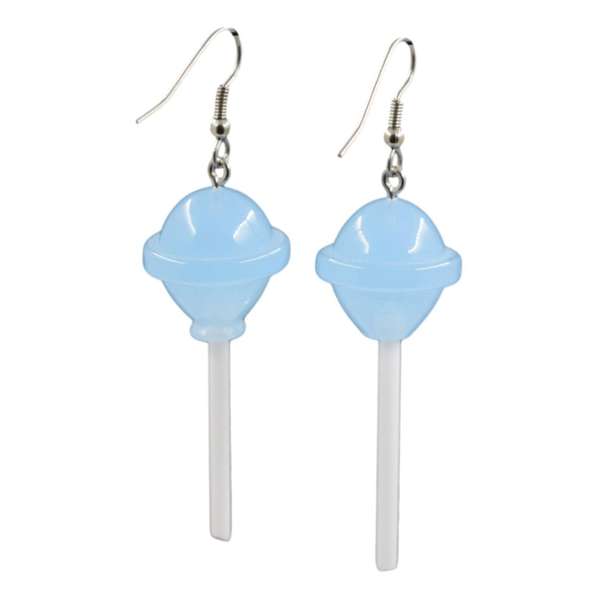 Round Translucent Light Blue Lollipop Earrings