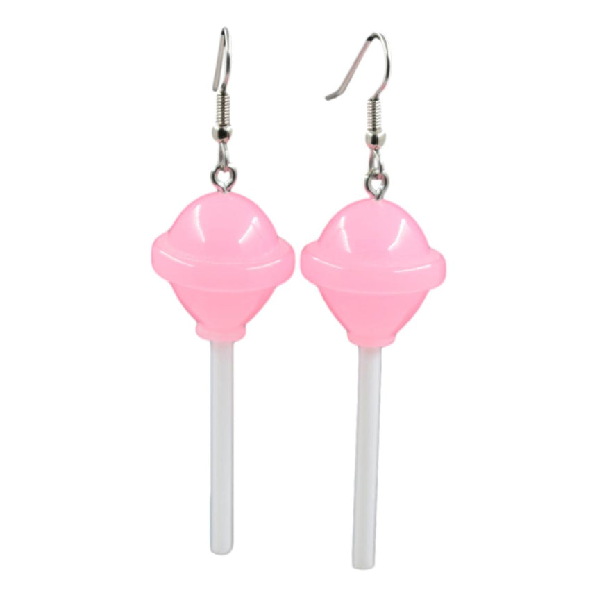 Round Translucent Pink Lollipop Earrings