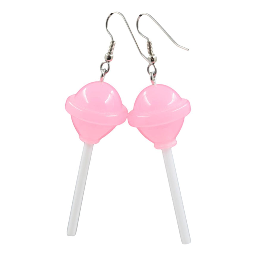 Round Translucent Pink Lollipop Earrings