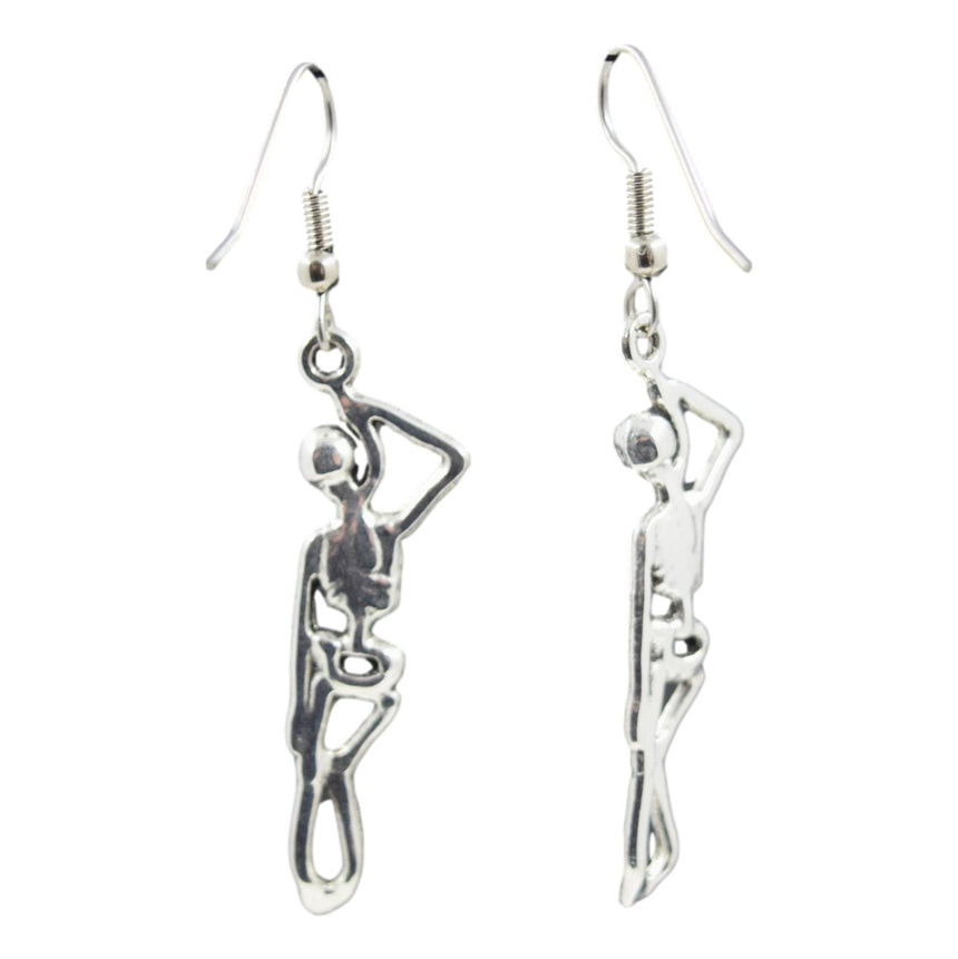 Hanging Skeleton Silver Earrings