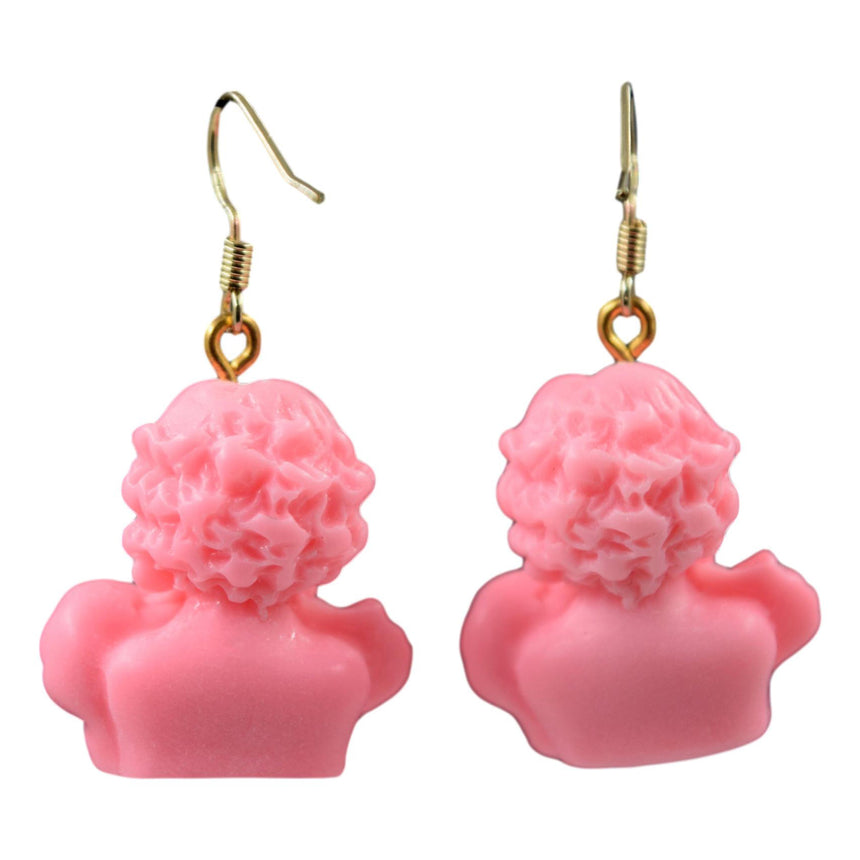 3D Resin Pink Cupid Cherub Angel Earrings