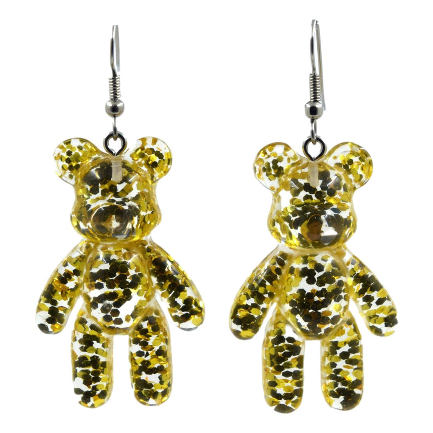Glitter Gold Bear Earrings