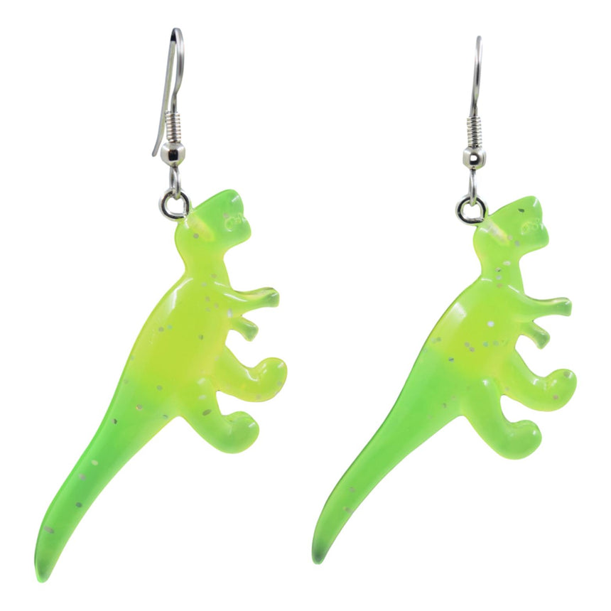 T-Rex Dinosaur Neon Green Ombre Earrings