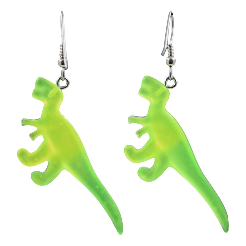 T-Rex Dinosaur Neon Green Ombre Earrings
