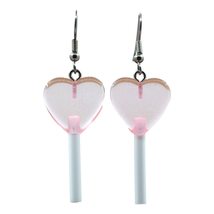 Light Pink Mini Heart Lollipop Earrings