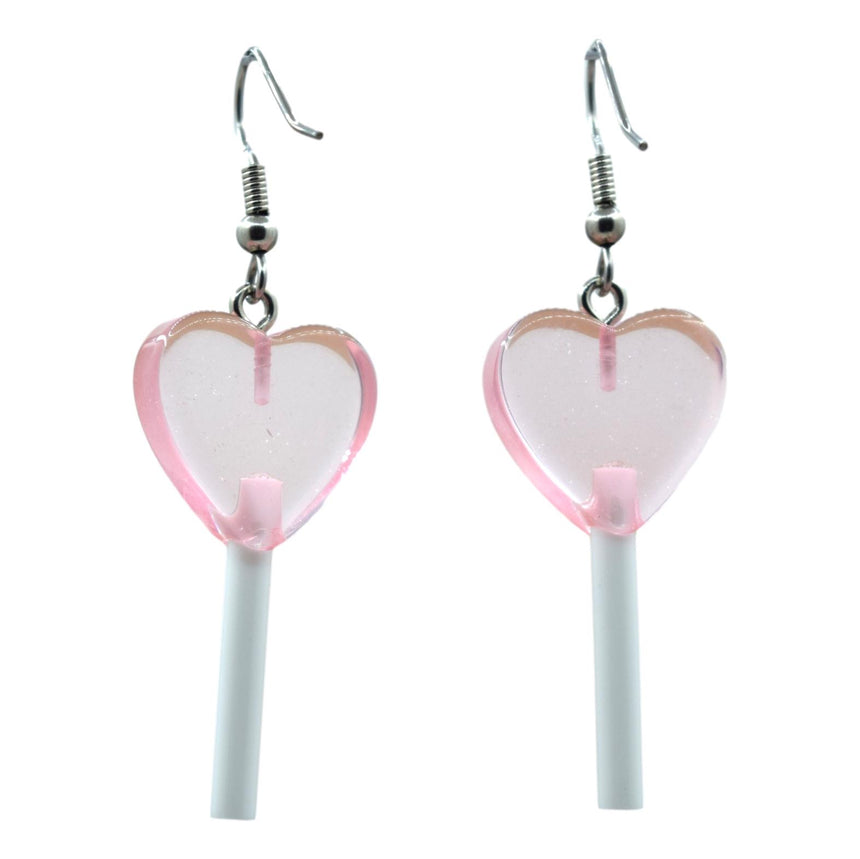 Light Pink Mini Heart Lollipop Earrings