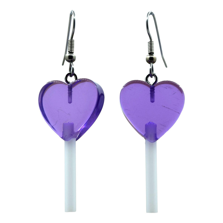 Purple Mini Heart Lollipop Earrings