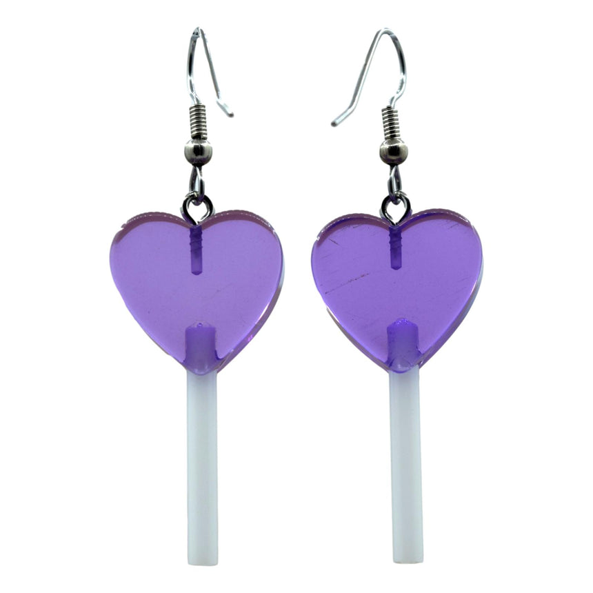 Purple Mini Heart Lollipop Earrings