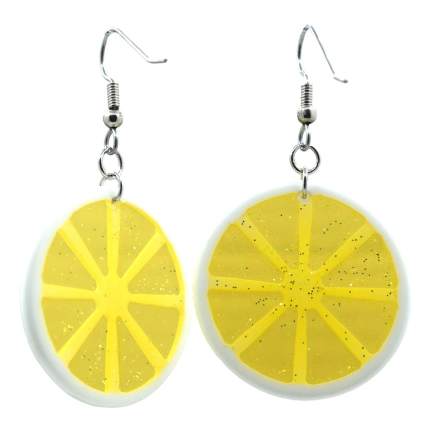 Fruit Slice Lemon Yellow Earrings