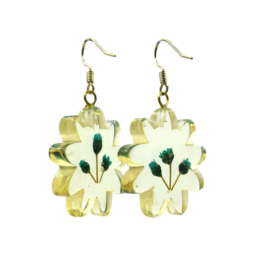 Vintage Resin Turquoise Flower Earrings