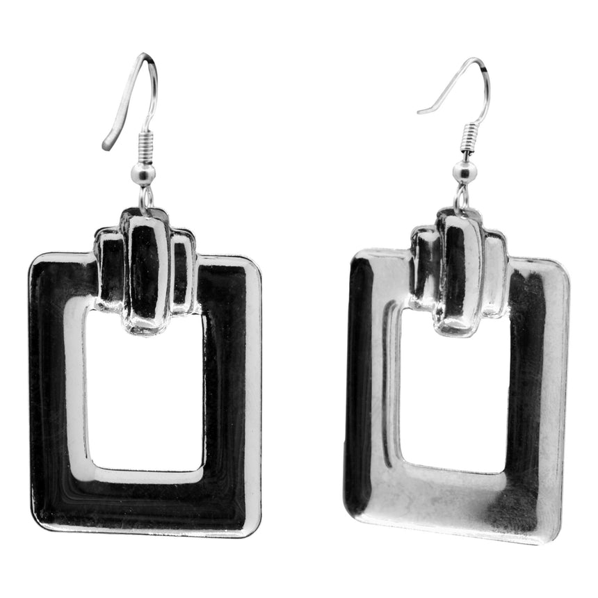 Vintage Silver Stamping Buckle Earrings