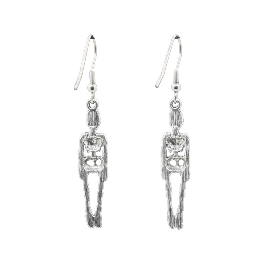 Flat Skeleton Silver Earrings