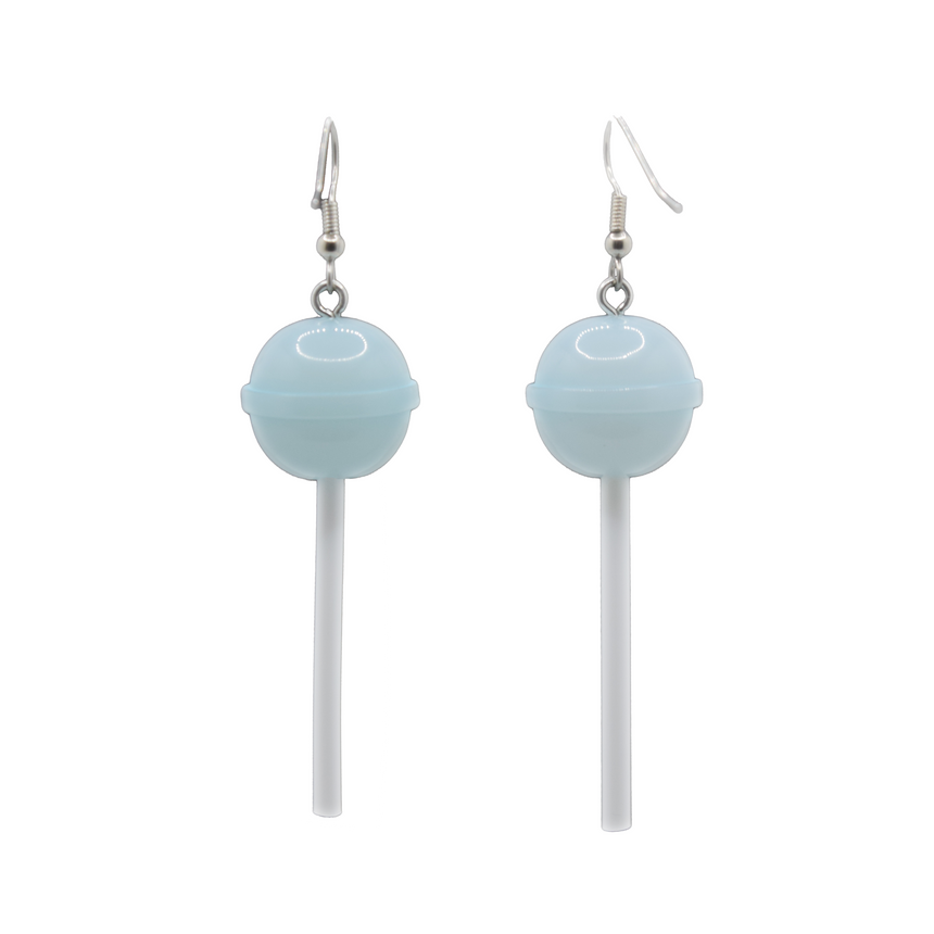 Round Pastel Blue Lollipop Earrings