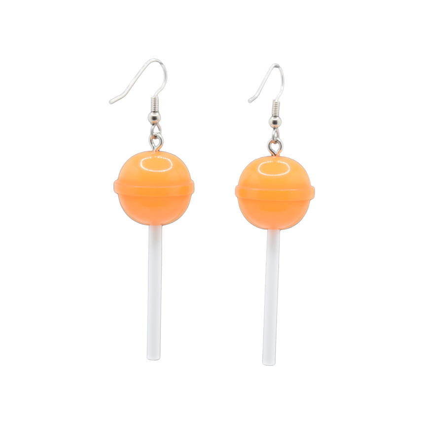 Round Pastel Orange Lollipop Earrings