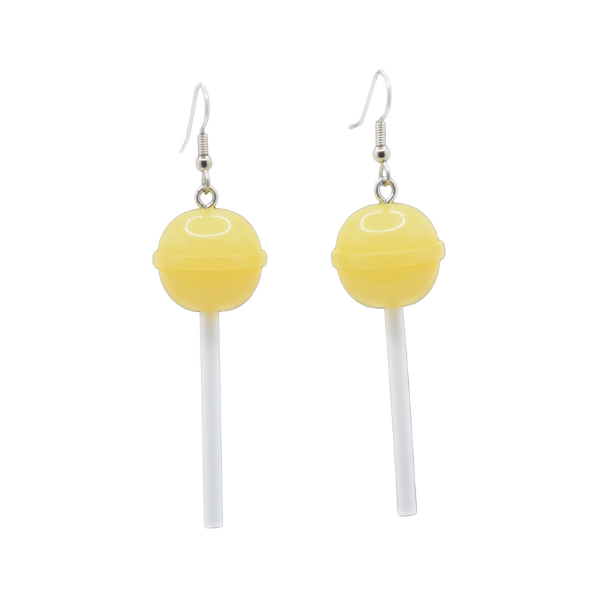 Round Pastel Yellow Lollipop Earrings