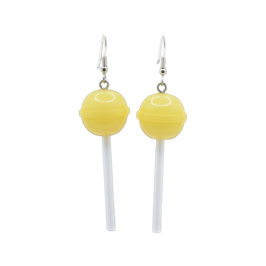 Round Pastel Yellow Lollipop Earrings
